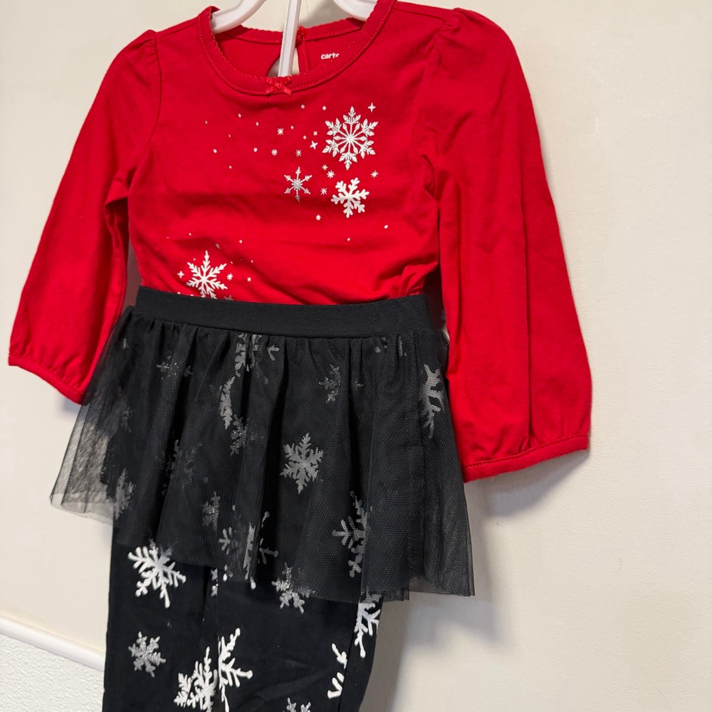 Carter's Girls Matching Set 18 M Red Black Snowflake Christmas Holiday New NWOT - Picture 10 of 13